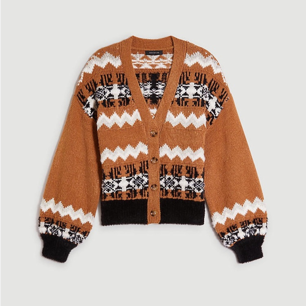 Ann Taylor Fair Isle Boyfriend Cardigan